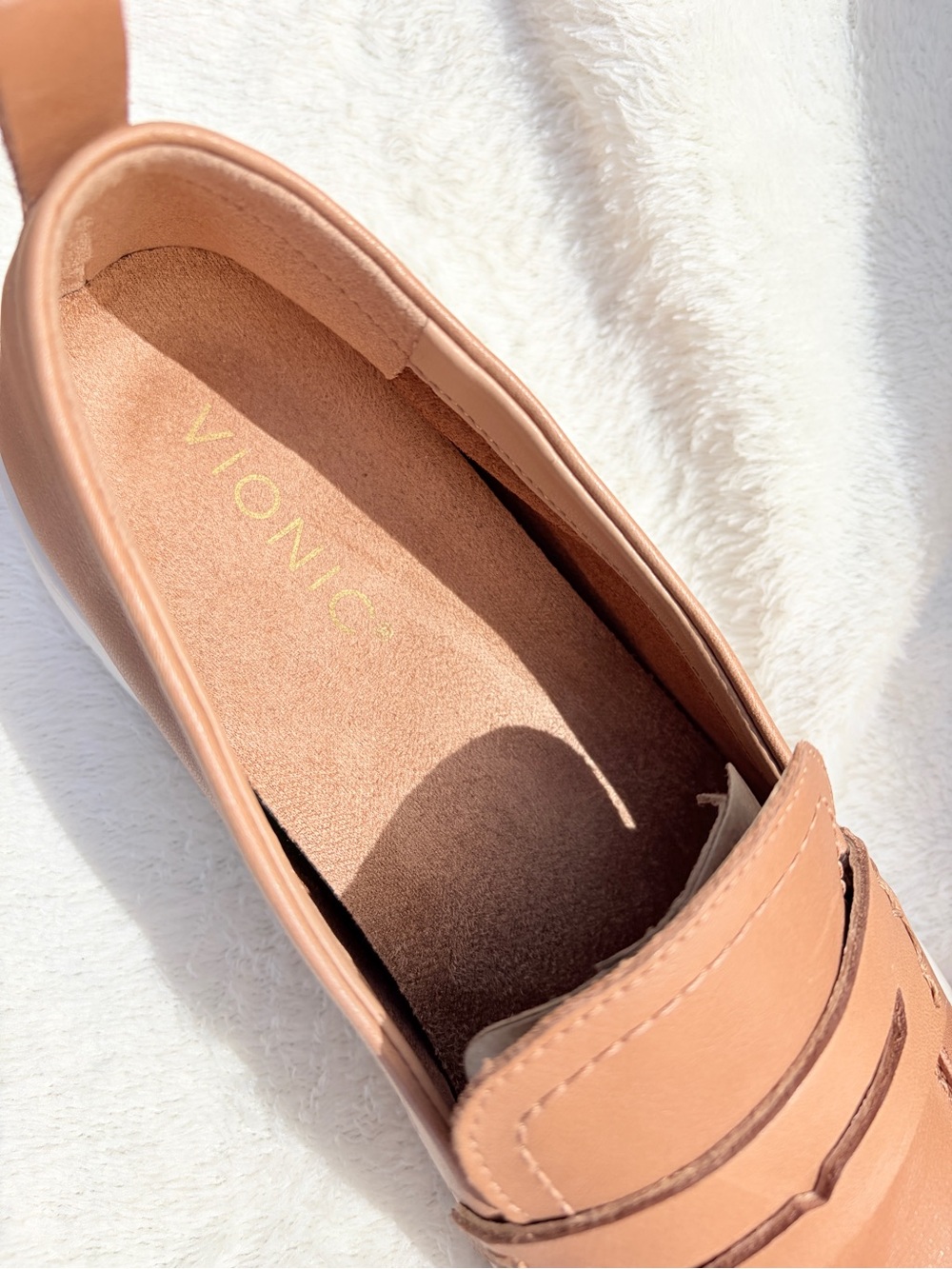 Vionic Uptown Women's Tan Leather Slip-On Penny Loafers - Picture 2 of 6